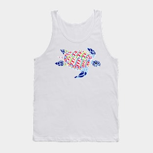 blue kawaii tropical caribbean turtle ecopop in the ocean art Tank Top